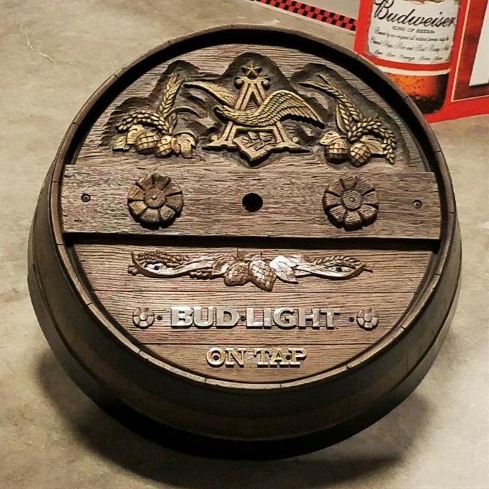 Bud Light Draft Draw Wall Mount Keg Beer Barrelhead NOS