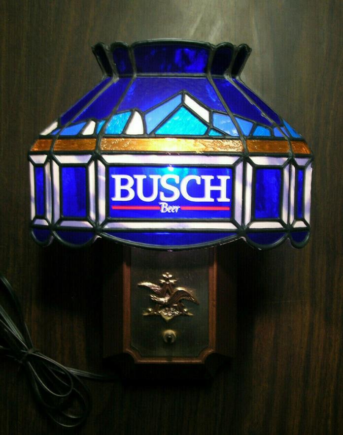 ORIGINAL 1986  BUSCH  BEER  ADVERTISING  SIGN - LIGHT  FAUX  STAINED  GLASS