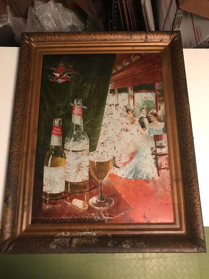 Antique Vintage Rare Original Budweiser Sign - Sign & Frame Metal / Coshocton