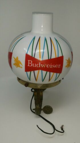 VINTAGE BUDWEISER ELECTRIC WALL SCONCE LAMP GLOBE BAR ADVERTISING RETRO