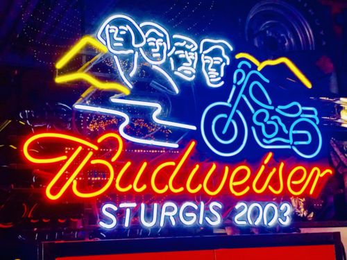 HARLEY DAVIDSON STURGIS MOUNT RUSHMORE BUDWESIER NEON SIGN 2003