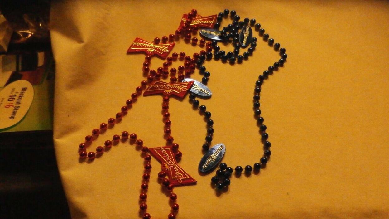 Vintage Lot of 2 BUDWEISER Promo Party Beads / Necklaces Bud LIGHT Bud SELECT