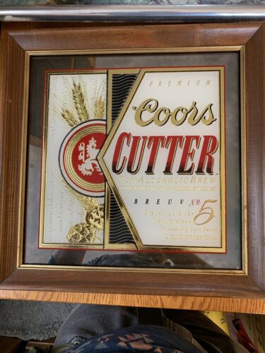 Limited Coors Cutter Beer Framed Back Light Mirror Sign Man Cave Bar 1991 15x15