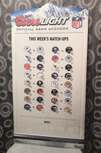 Collectible Coors Light NFL Football Magnetic Match Up Board Metal Hanging Sign