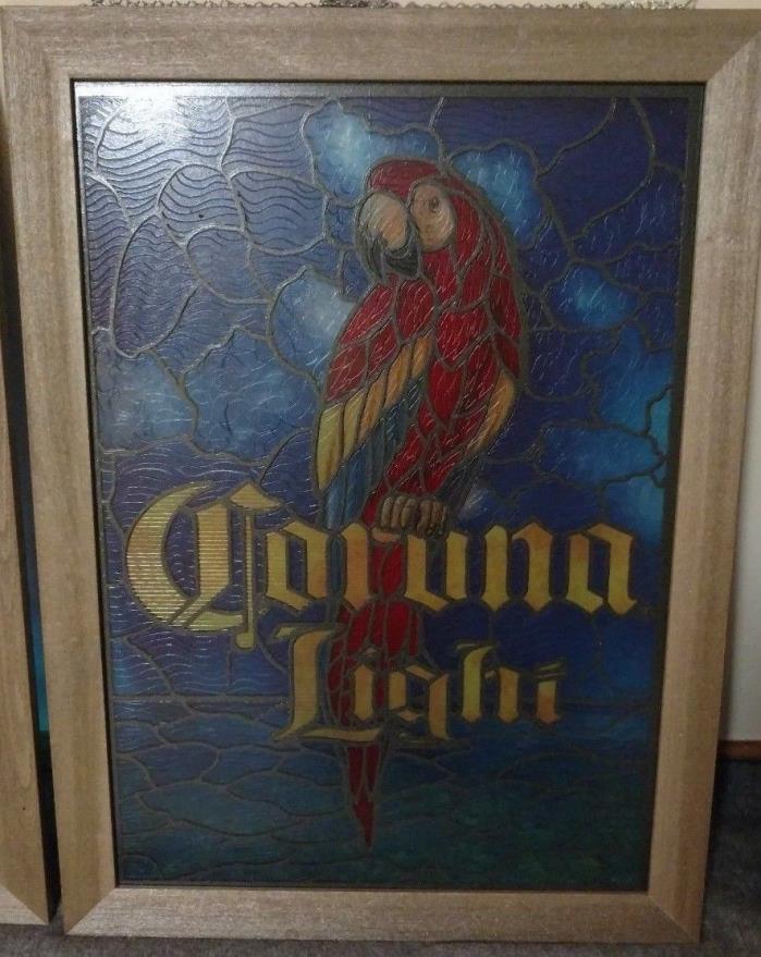 CORONA LIGHT FAUX STAINED GLASS PARROT BEER BAR MAN CAVE SIGN