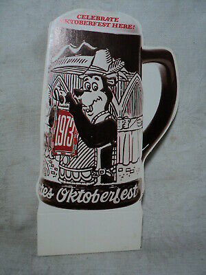 HAMM's BEER 1973 Oktoberfest Ceramic Mug ADVERTISING Standee SIGN Unused