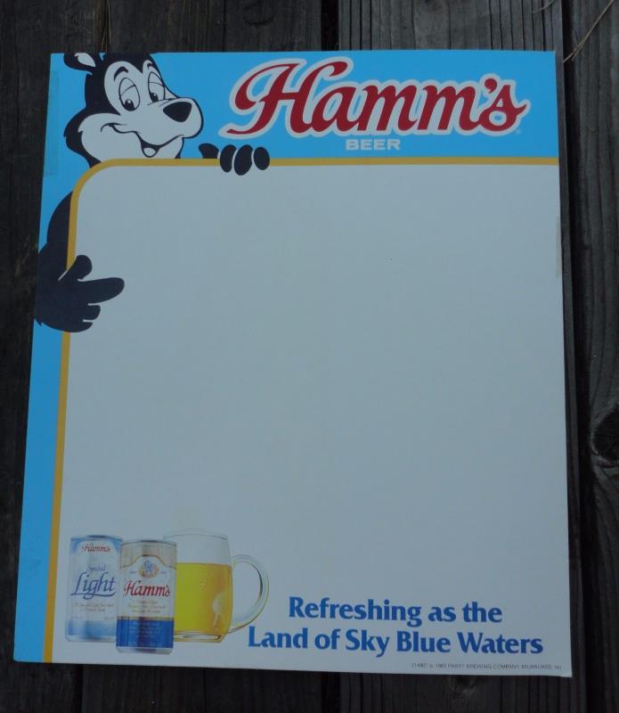 1983 HAMM'S BEER SPECIAL LIGHT Cardboard Stand-Up Store Sign BEAR w/ Cans Mug