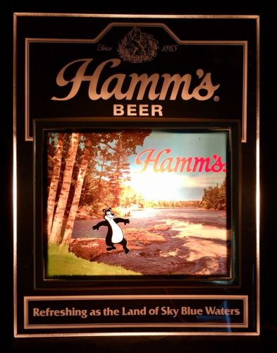 Hamm’s Beer LIGHT UP SIGN With BEAR TESTING THE WATER WITH HIS TOES 1984