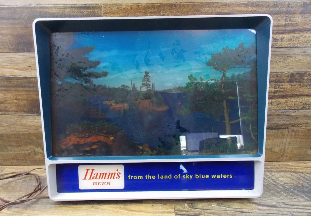 HAMM'S Beer Lighted Rippler Bar Sign 1950's Land of Sky Blue Waters Bar Mancave