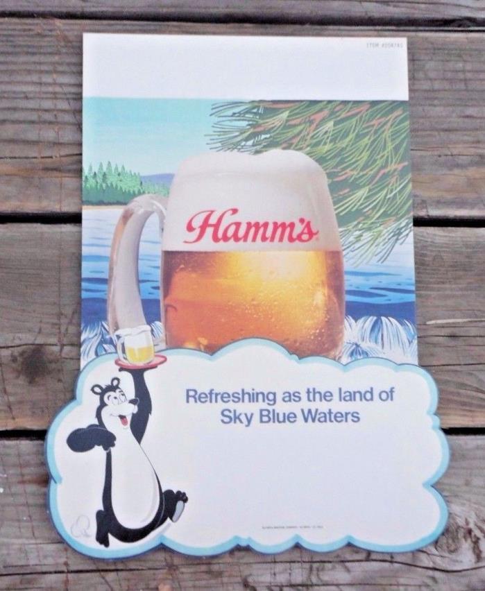 1970s HAMM'S BEER BEAR SIGN POS Store Display cardboard UNUSED Glass Mug