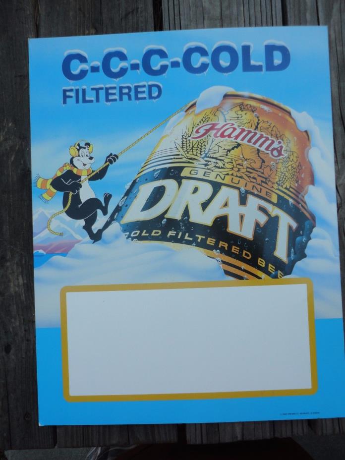 HAMM'S C-C-C-COLD FILTERED DRAFT BEER BEAR Cardboard Stand-Up Store Sign 17 X 13