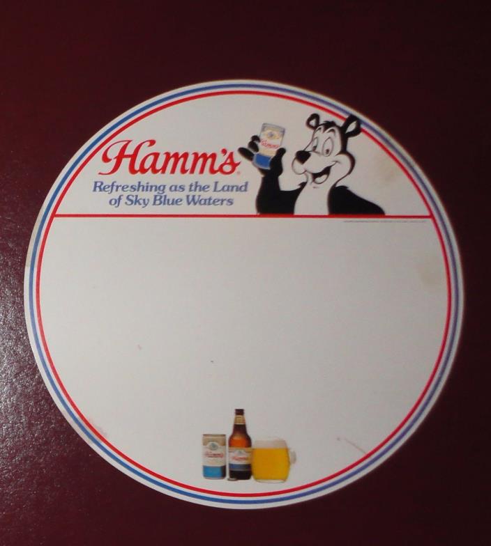 VTG Round HAMM'S BEER BEAR SIGN Store Display cardboard can bottle glass mug