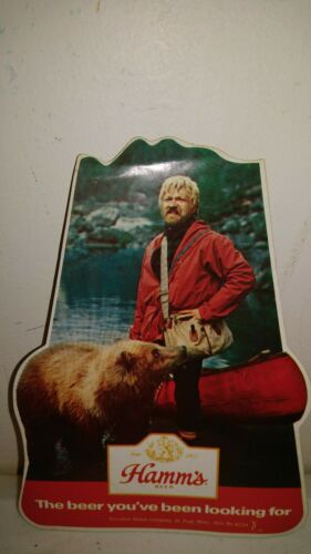 Hamm’s Beer Vintage Advertising Sticker Grizzly Bear Canoe unused