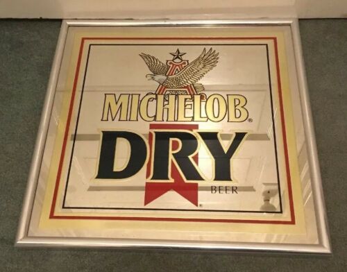 Vintage Michelob Dry Beer Advertising Mirror Sign 19x19