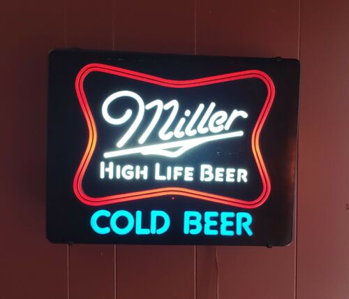 Vintage Miller High Life Beer COLD BEER Light Up Sign - 1980's