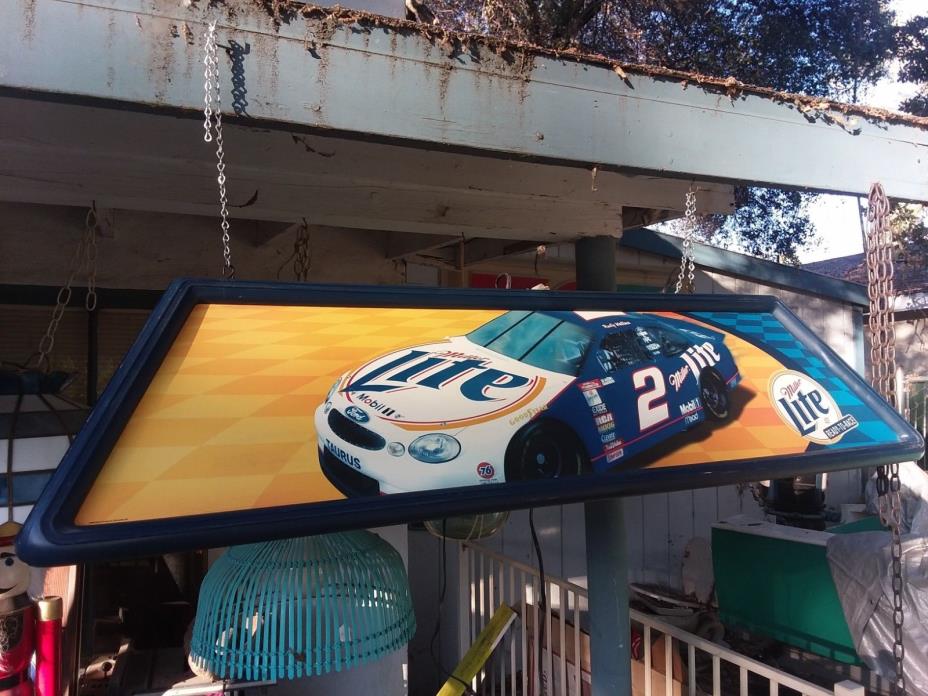 RARE..  MILLER LITE POOL TABLE BILLARD HANGING LIGHT LAMP NASCAR 1999