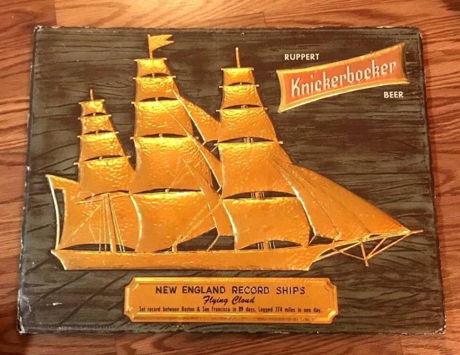 VINTAGE RUPPERT KNICKERBOCKER BEER FLYING CLOUD NEW ENGLAND SHIP / BOAT SIGN NY