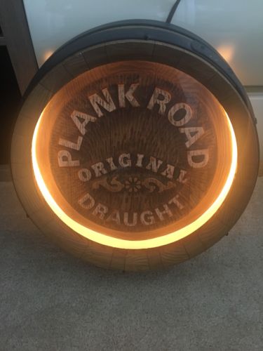 Plank Road Original Draught Beer Neon Light Sign, Barrel, Keg, Vintage Man Cave