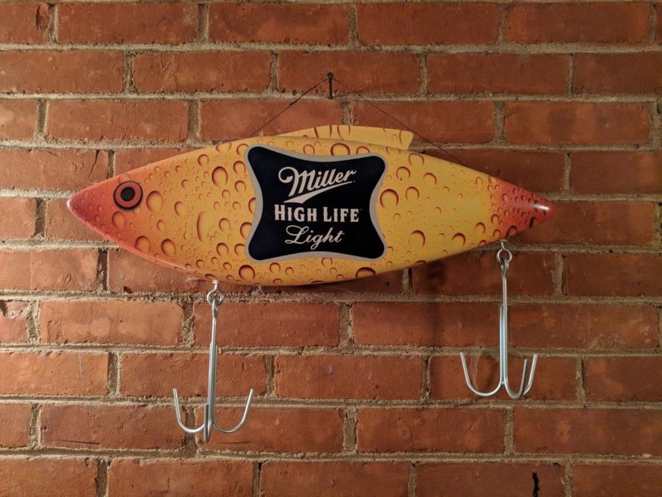 Miller High Life Giant Fishing Lure Beer Sign 3D Double Sided Triple Hook 23INCH
