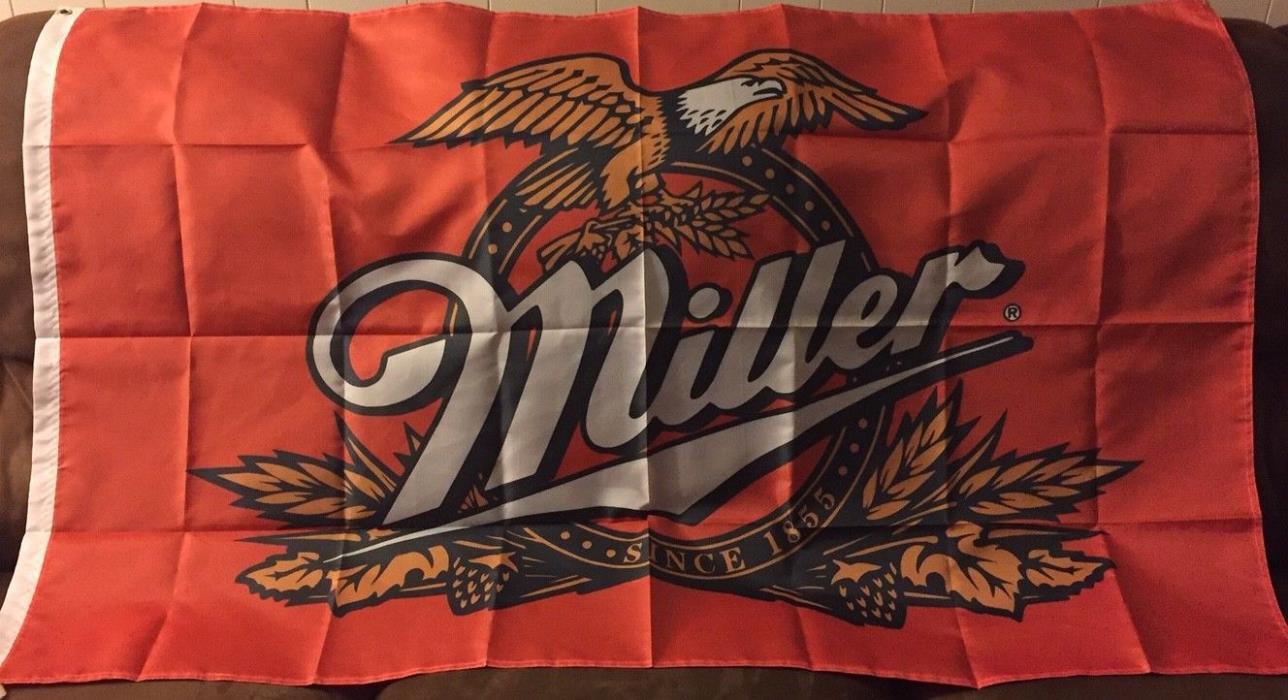 MILLER BEER FLAG BANNER 3X5  NEW IN PLASTIC MGD HIGH LIFE