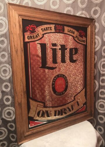 !NICE! Miller Lite Collectible On Draft Pilsner Beer Mirror Bar Advertising Sign