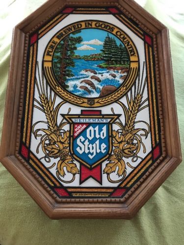 Vintage Heileman's Old Style Non Illuminated Stained Glass Beer Sign