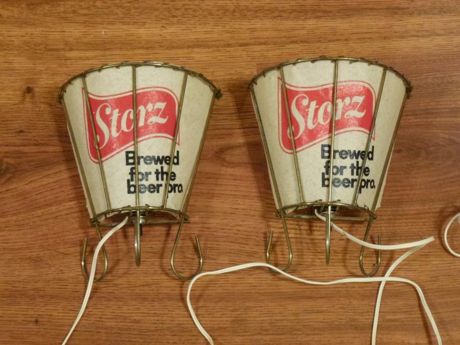 Pair set of 2 Vintage Storz beer wall lamps light sconce Brewed for the Beer Pro