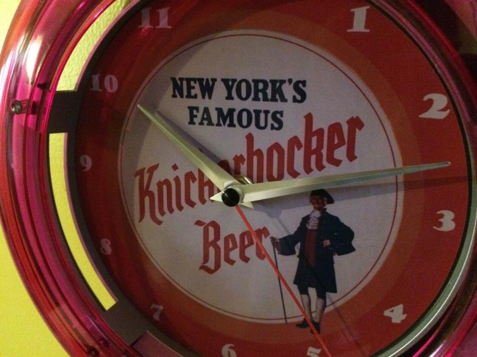 Knickerbocker New York Beer Bar Advertising Man Cave Neon Wall Clock Sign