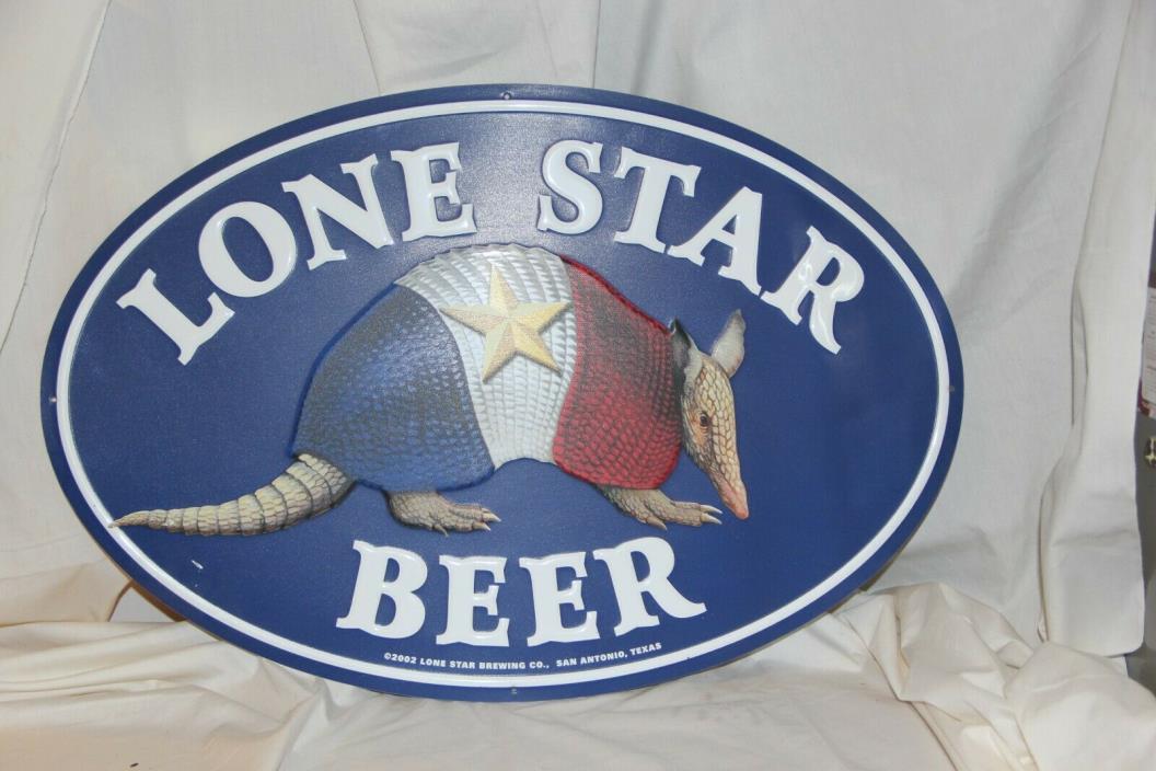 Lone Star Beer Armadillo Metal Sign -National Beer of Texas~~ 24