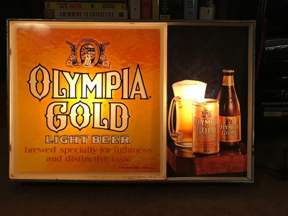 VINTAGE OLYMPIA GOLD LIGHT UP BEER SIGN WALL HANGING (Z-Beer)