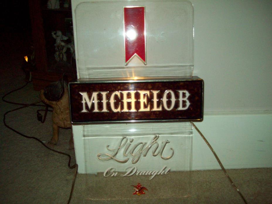 vintage michelob light beer bar tavern lighted on draught sign collectible