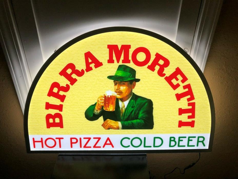 BIRRA MORETTI HOT PIZZA COLD BEER LED BAR SIGN MAN CAVE DECOR SHOP MAN CAVE