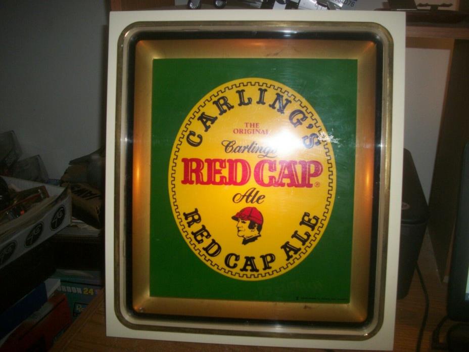 Vintage Illuminated Carling's Red Cap Ale Beer Advertising Sign Light