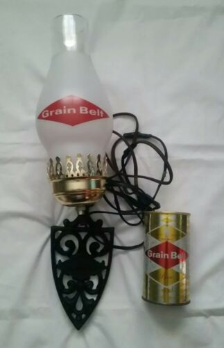 Vintage 1960s Grain Belt beer metal wall lamp light-up sign scone old stock MN