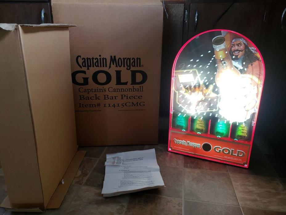 CAPTAIN MORGAN GOLD Cannon Ball Plinko Pinball Game Bar Sign w box instructions