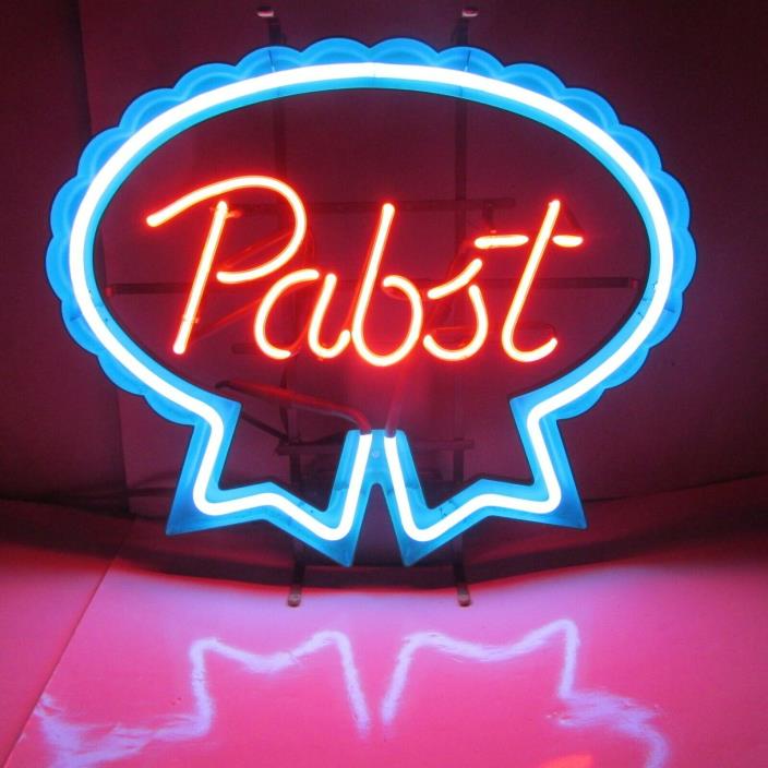 (VTG) 1970s Pabst Blue Ribbon Beer Neon Light Sign Bar Milwaukee Rare