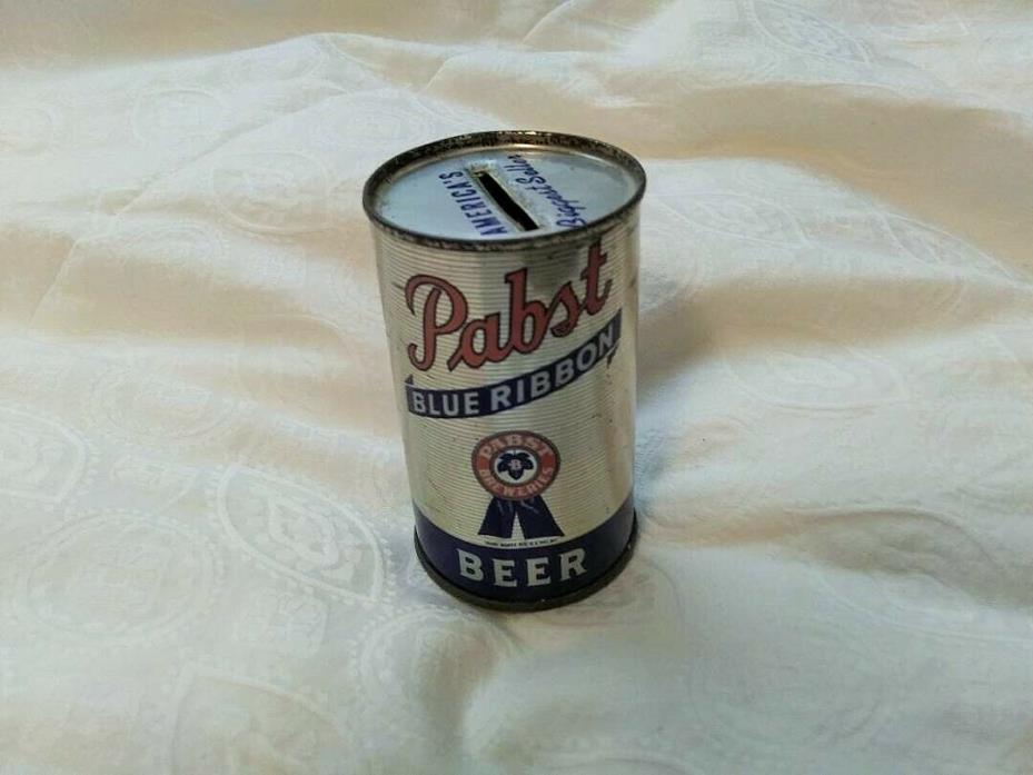 Vintage Pabst Blue Ribbon Beer Can Metal Coin Bank