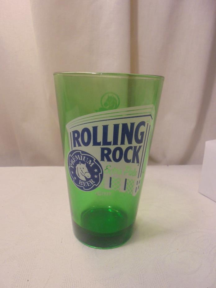 Rolling Rock Green Pint Beer Glass 16oz Bar Drink Old Latrobe Libbey Glass