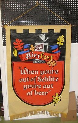 1969 Schlitz Beer Bierfest Banner Sign / Cloth Vinyl - Approx. 32 W x 46 H