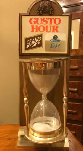 VINTAGE SCHLITZ BEER GUSTO HOUR Glass PLASTIC SIGN