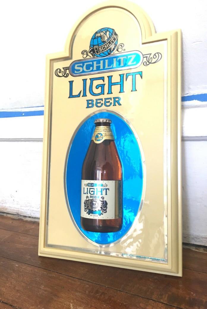 NOS New Old Stock Vtg Schlitz Light Beer Light Bottle Man Cave Bar Sign