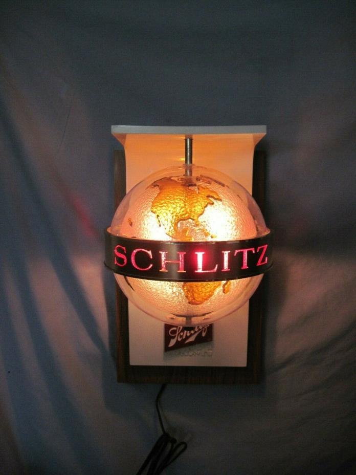 Vintage Schlitz Beer Rotating Hanging Globe Lighted Sign 1968 Bar Light