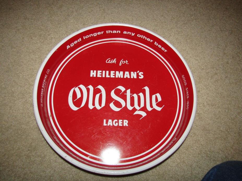 Heileman's OLD STYLE LAGER beer 1950's metal tray LACROSSE, WISCONSIN
