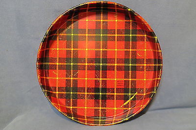 Vintage Cheinco Inc Metal Bar or Picnic Serving Tray Red Plaid Tartan 13 1/4