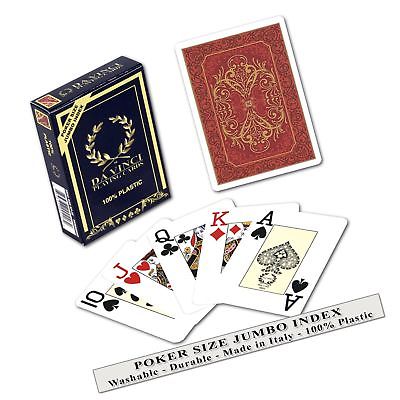 Da Vinci Persiano Red, Italian 100% Plastic Playing Cards, Poker Size Jumbo I...