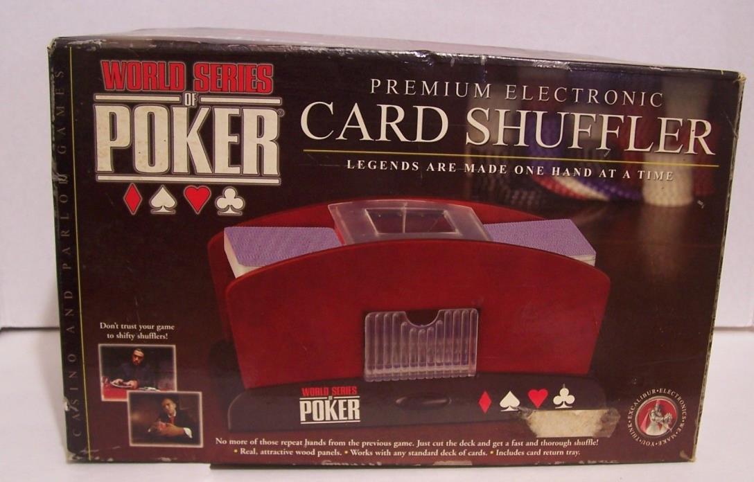 WORLD SERIES OF POKER ELECTRONIC CARD SHUFFLER with REAL WOOD PANELS