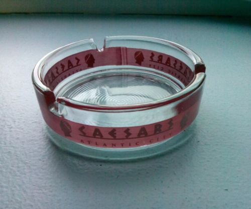 Vintage Caesars Atlantic City Clear Glass With Red Band 3 5/8