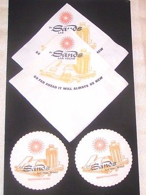 Sands Hotel Las Vegas 2 Napkins & 4 Coasters Rat Pack Vintage 1973 New Condition