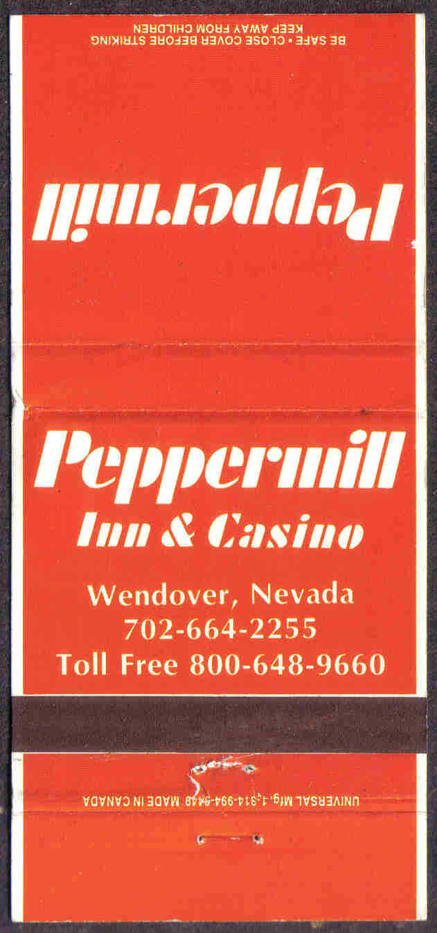 PEPPERMILL INN & CASINO WENDOVER NEVADA VINTAGE MATCHBOOK COVER