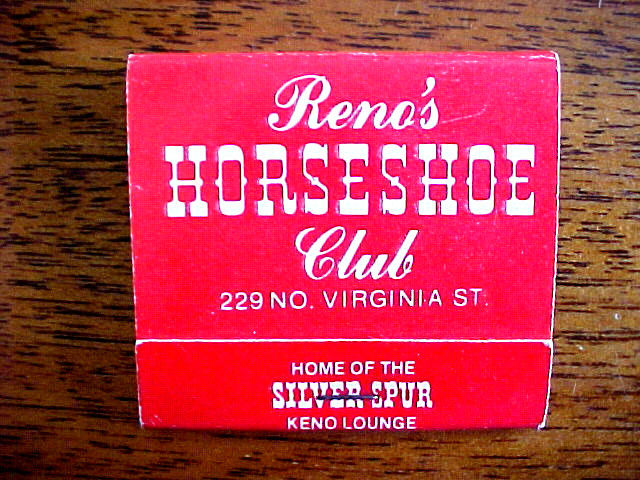 BOOK MATCHES,  RENO'S HORSESHOE CLUB
